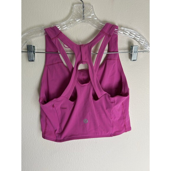 Lululemon Size 6 Tank Top Stash It Bra Sonic Pink Medium Support Sports Strappy - Picture 2 of 3